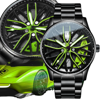 Waterproof Sport Rim Quartz OLEVS Luxury Wheel Watch for Men