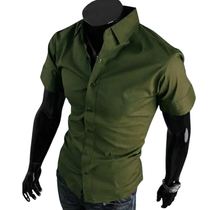 Korean Casual Summer Short Sleeve Men’s Slim Fit Dress Shirt