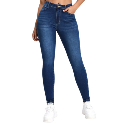 Blue fashionable cat whisker elastic tight fitting small leg jeans