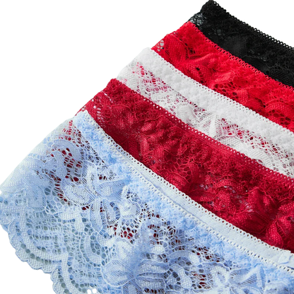 Sexy Lace Open Crotch Women’s Panties Solid Color Briefs