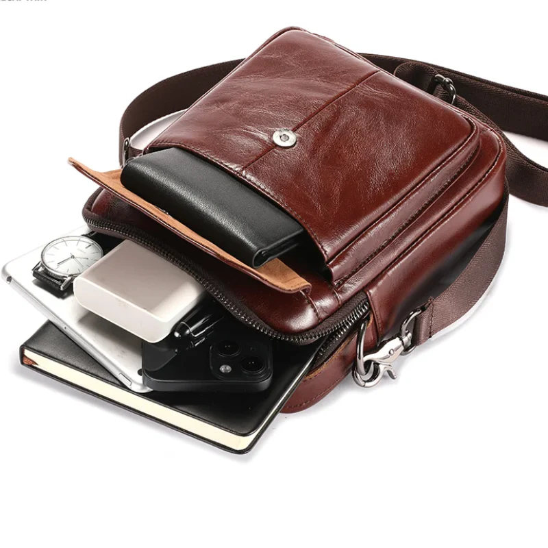 Retro Cowhide Men's Leather Crossbody Bag