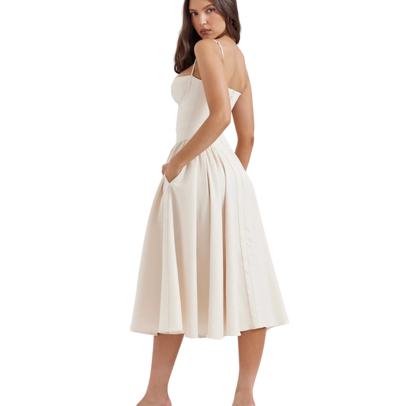 Suspender Mid-Length Dress with Chest Support