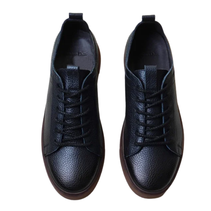 Autumn Men's Genuine Leather Lace-Up Skate Shoes with Thick Sole