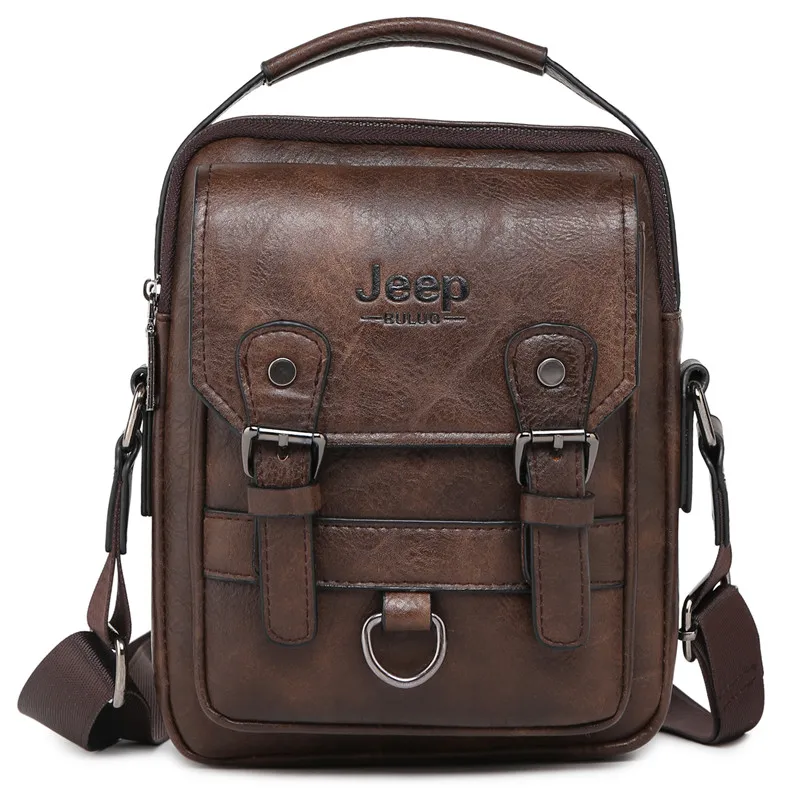 JEEP Men's Leather Business Crossbody Shoulder Messenger Bag
