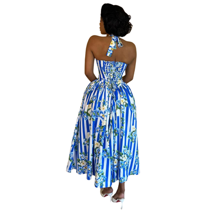 Floral Print Halter Neck Dress