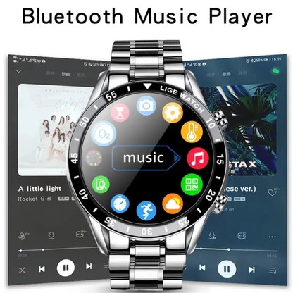 LIGE Men’s Steel Smartwatch Full Touch Bluetooth Call Waterproof