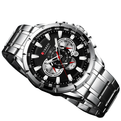Steel Band, Big Dial, Luminous Curren Men's Chronograph Watch