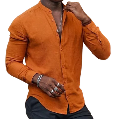 Stand Collar Long Sleeve Men’s Summer Beach Shirts