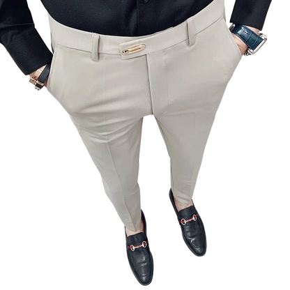 Korean Streetwear Style Men's Slim Fit Ankle Pants for Spring & Fall