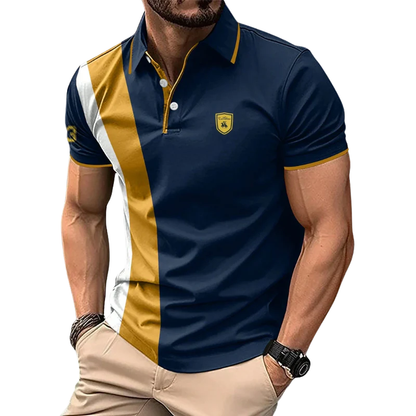 Summer Business Casual Lapel Tee Men’s Solid Polo Shirt