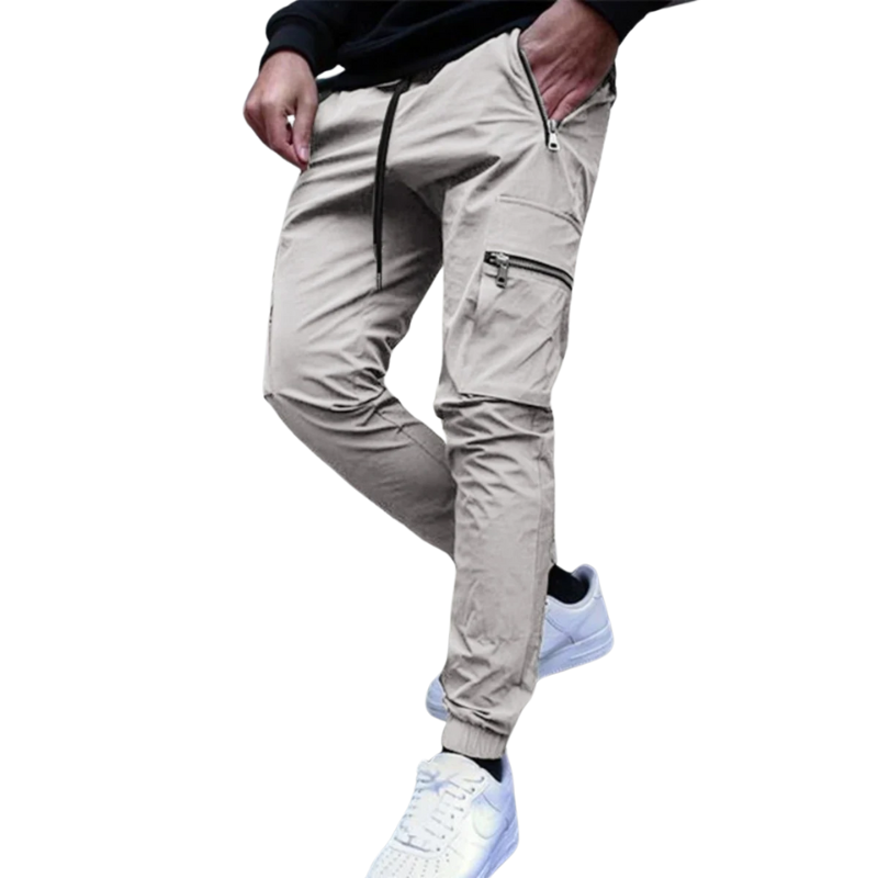 Slim Fit, All-Season Men's Mid-Waist Casual Sport Trousers