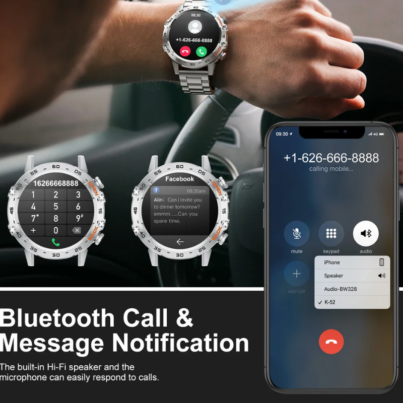 LIGE 1.39" Bluetooth Smartwatch Men Steel Band Sport Fitness Watch