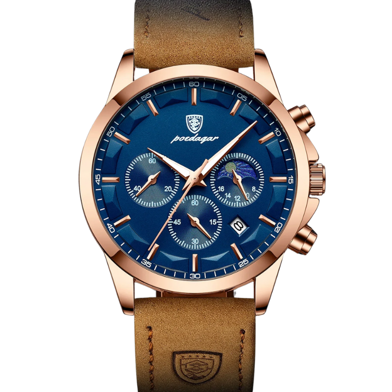 Waterproof & Leather Strap Luxury Men's Chronograph Watch
