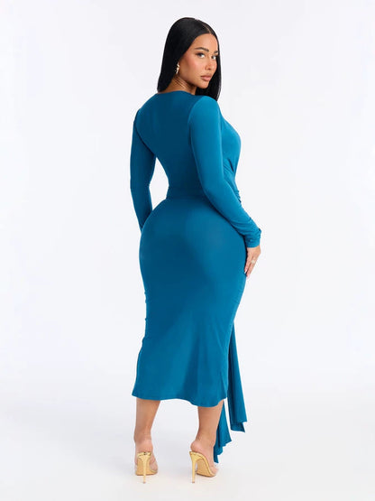 Elegant V-Neck Midi Dress