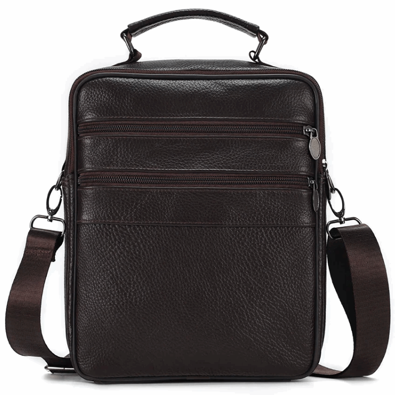 Sling Satchel Men's Genuine Leather Crossbody Bag for iPad,