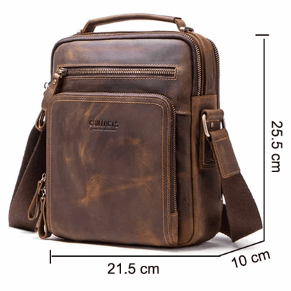 Vintage Crazy Horse Leather Men's Crossbody Messenger Shoulder Bag
