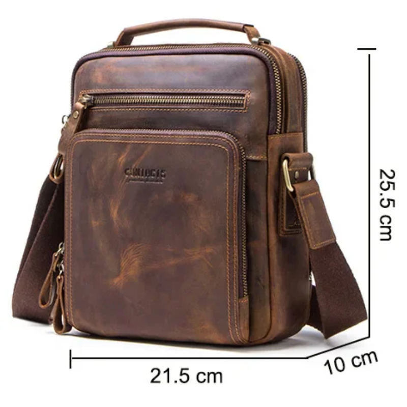 Vintage Crazy Horse Leather Men's Crossbody Messenger Shoulder Bag