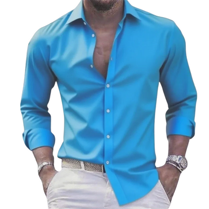 Casual & Formal Long Sleeve Comfort Men’s White Stretch Shirt
