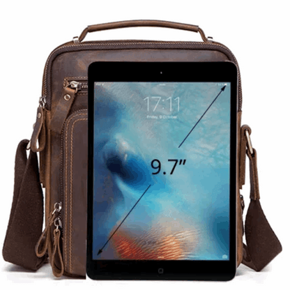 Vintage Crazy Horse Leather Men's Crossbody Messenger Shoulder Bag