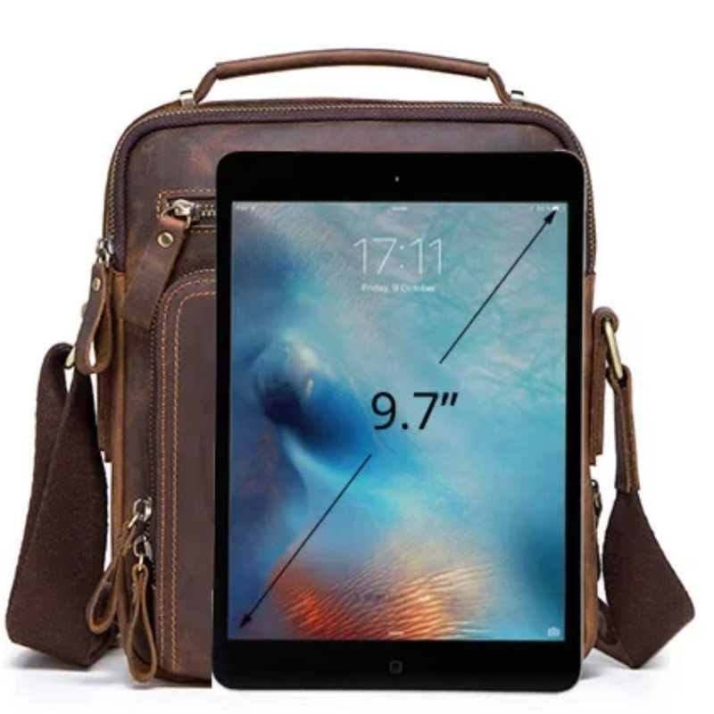 Vintage Crazy Horse Leather Men's Crossbody Messenger Shoulder Bag