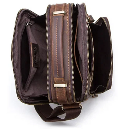 Vintage Crazy Horse Leather Men's Crossbody Messenger Shoulder Bag