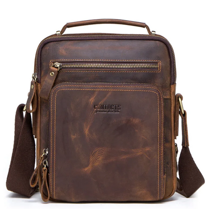 Vintage Crazy Horse Leather Men's Crossbody Messenger Shoulder Bag