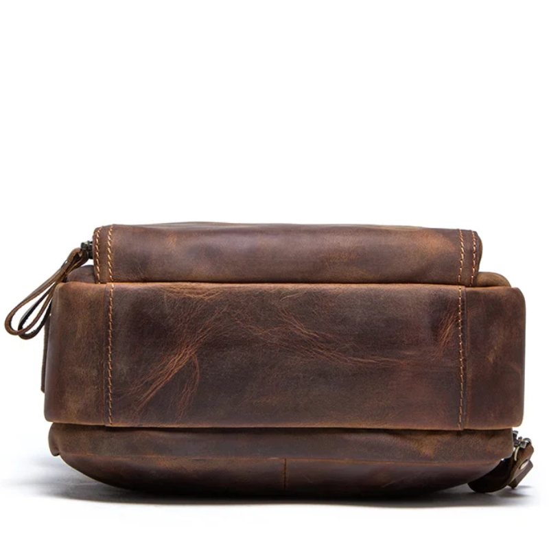 Vintage Crazy Horse Leather Men's Crossbody Messenger Shoulder Bag