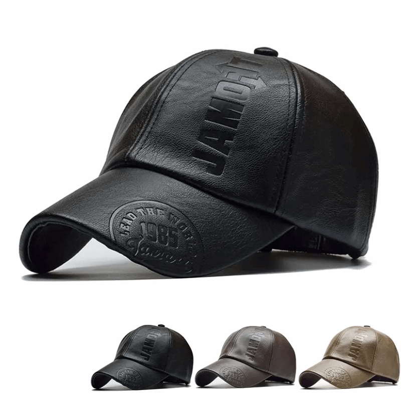 Premium PU Leather Letter Print Baseball Cap