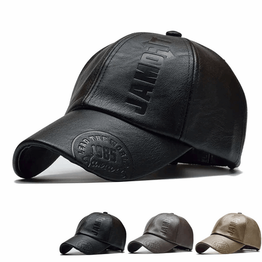 Premium PU Leather Letter Print Baseball Cap