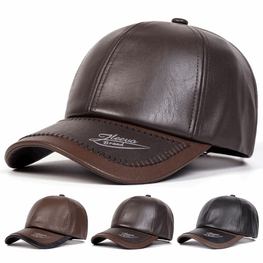 Unisex Leather Brim Print Baseball Cap – Adjustable Outdoor Hat