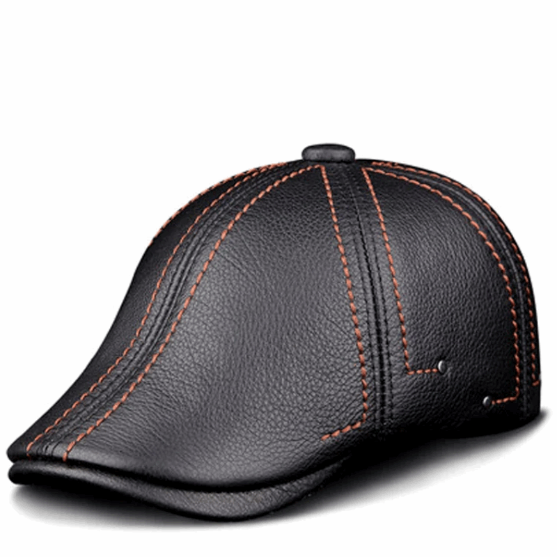 Premium Cowhide Men’s Real Leather Beret Hat