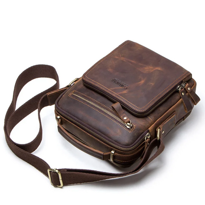Vintage Crazy Horse Leather Men's Crossbody Messenger Shoulder Bag