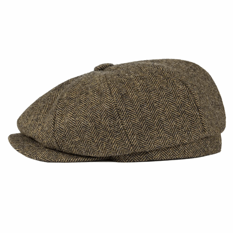 Men’s Herringbone Tweed Newsboy Cap – Wool Flat Hat
