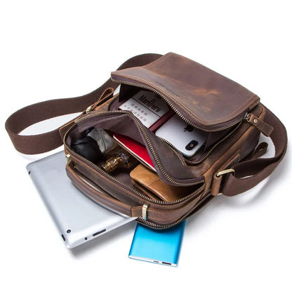 Vintage Crazy Horse Leather Men's Crossbody Messenger Shoulder Bag