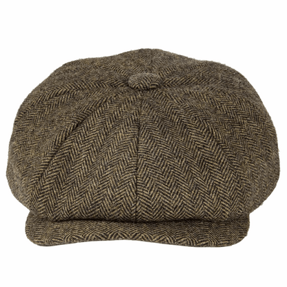 Men’s Herringbone Tweed Newsboy Cap – Wool Flat Hat