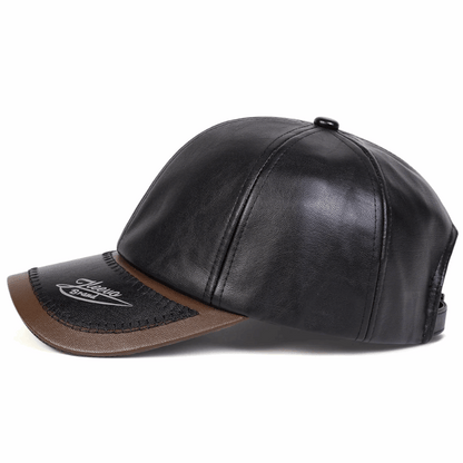 Unisex Leather Brim Print Baseball Cap – Adjustable Outdoor Hat