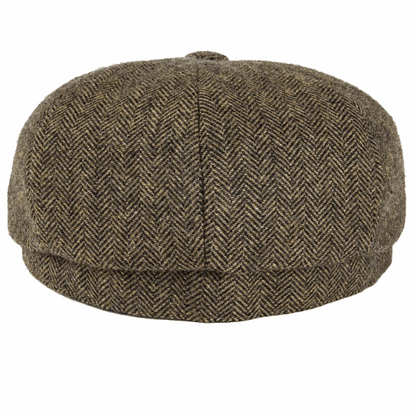 Men’s Herringbone Tweed Newsboy Cap – Wool Flat Hat