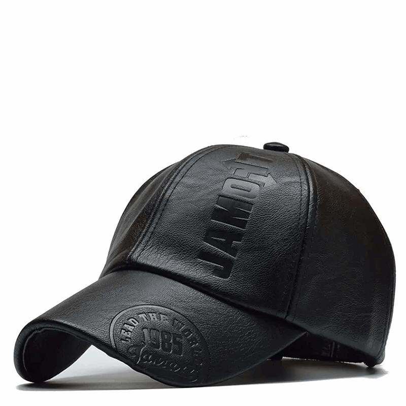 Premium PU Leather Letter Print Baseball Cap