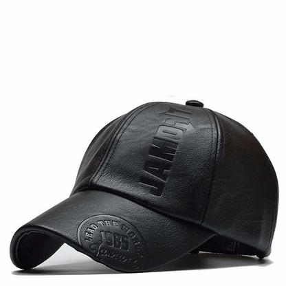 Premium PU Leather Letter Print Baseball Cap