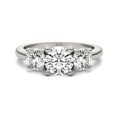3 CTW AGI Certified Lab Grown Diamond (G-VS) Three Stone Engagement Ring in of 14K Gold