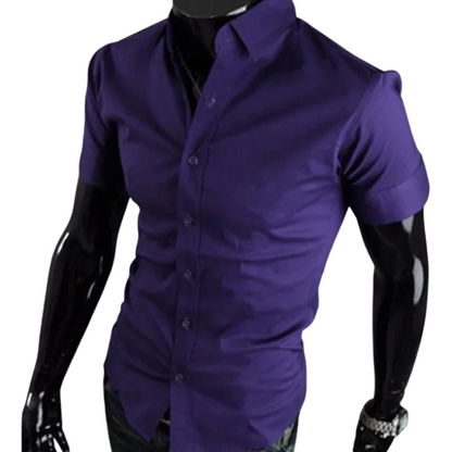 Korean Casual Summer Short Sleeve Men’s Slim Fit Dress Shirt