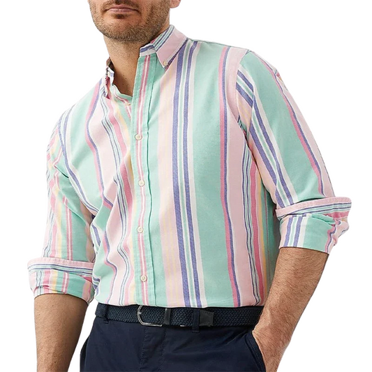 Men’s Trendy Long Sleeve Streetwear stripe Print Shirt