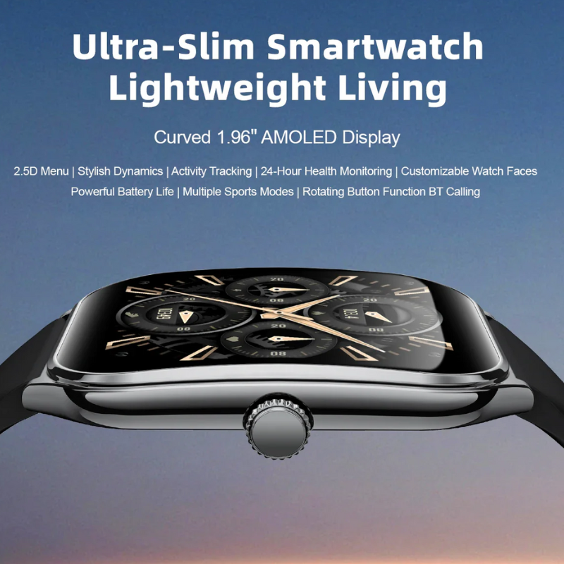 Ultra-Thin 1.96" AMOLED Smartwatch with HD Display & Call Alerts