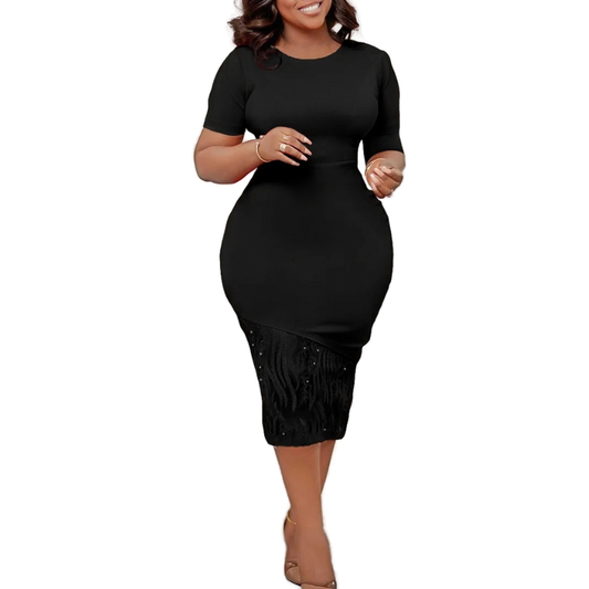 Elegant Lace Detail Pencil Dress