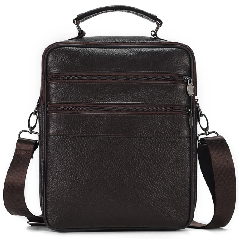 Sling Satchel Men's Genuine Leather Crossbody Bag for iPad,