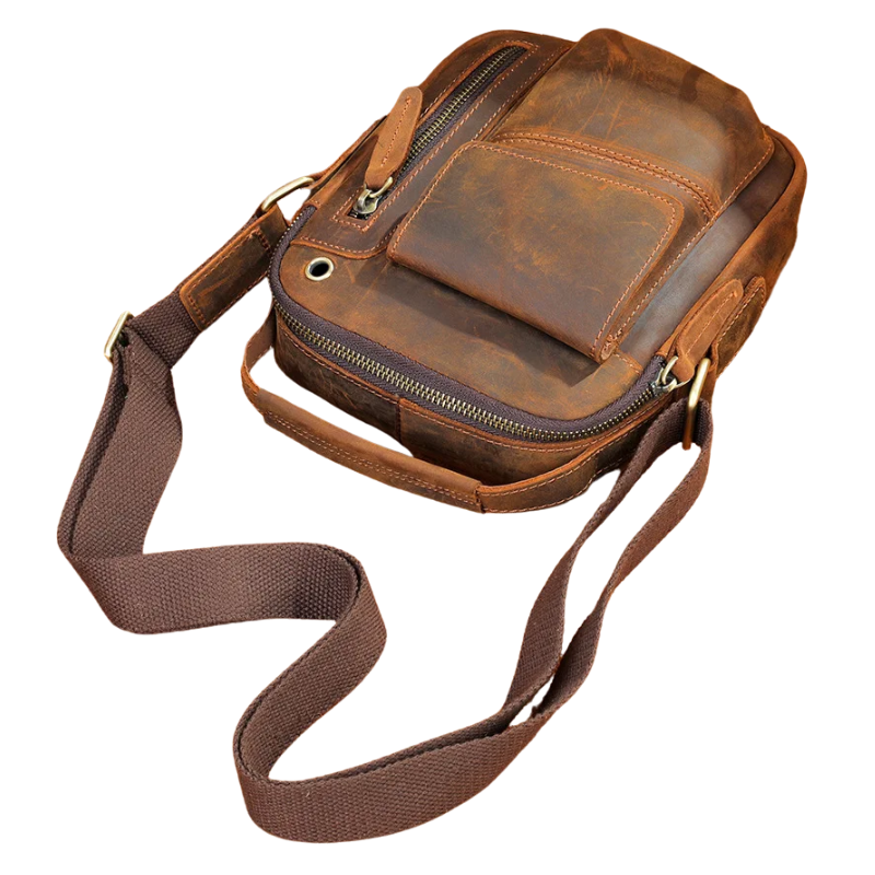 Large Capacity Crossbody Men's Casual Cow Leather Shoulder Bag