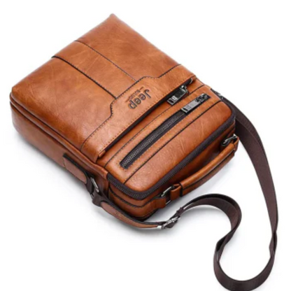 JEEP Men's Split Leather Business Messenger Crossbody Shoulder Bags