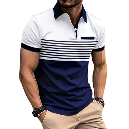 Casual Summer Business Men’s Breathable Stripe Polo Shirt