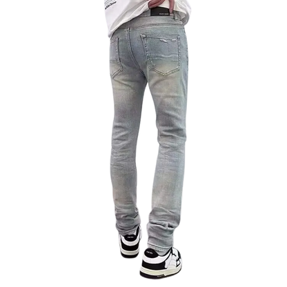 Men's Slim Fit Patchwork Ripped Stretch Jeans