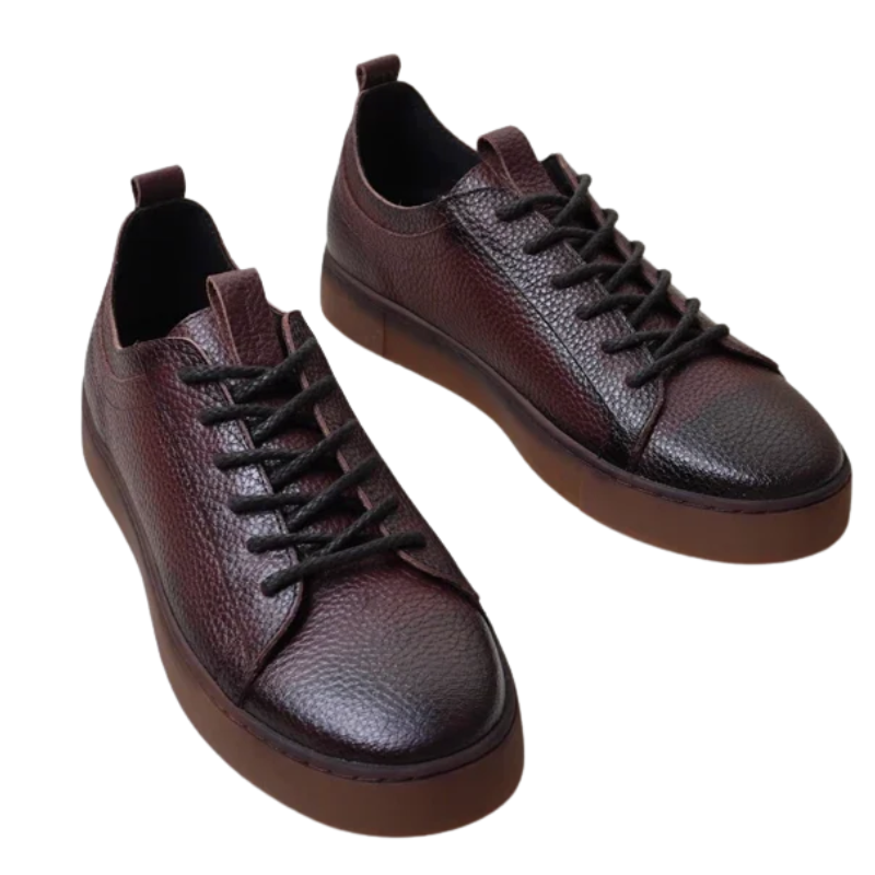 Autumn Men's Genuine Leather Lace-Up Skate Shoes with Thick Sole